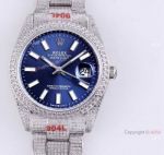 Full Diamond Rolex Datejust 41 Blue Dial Rolex 126334 High Quality Replica Watch